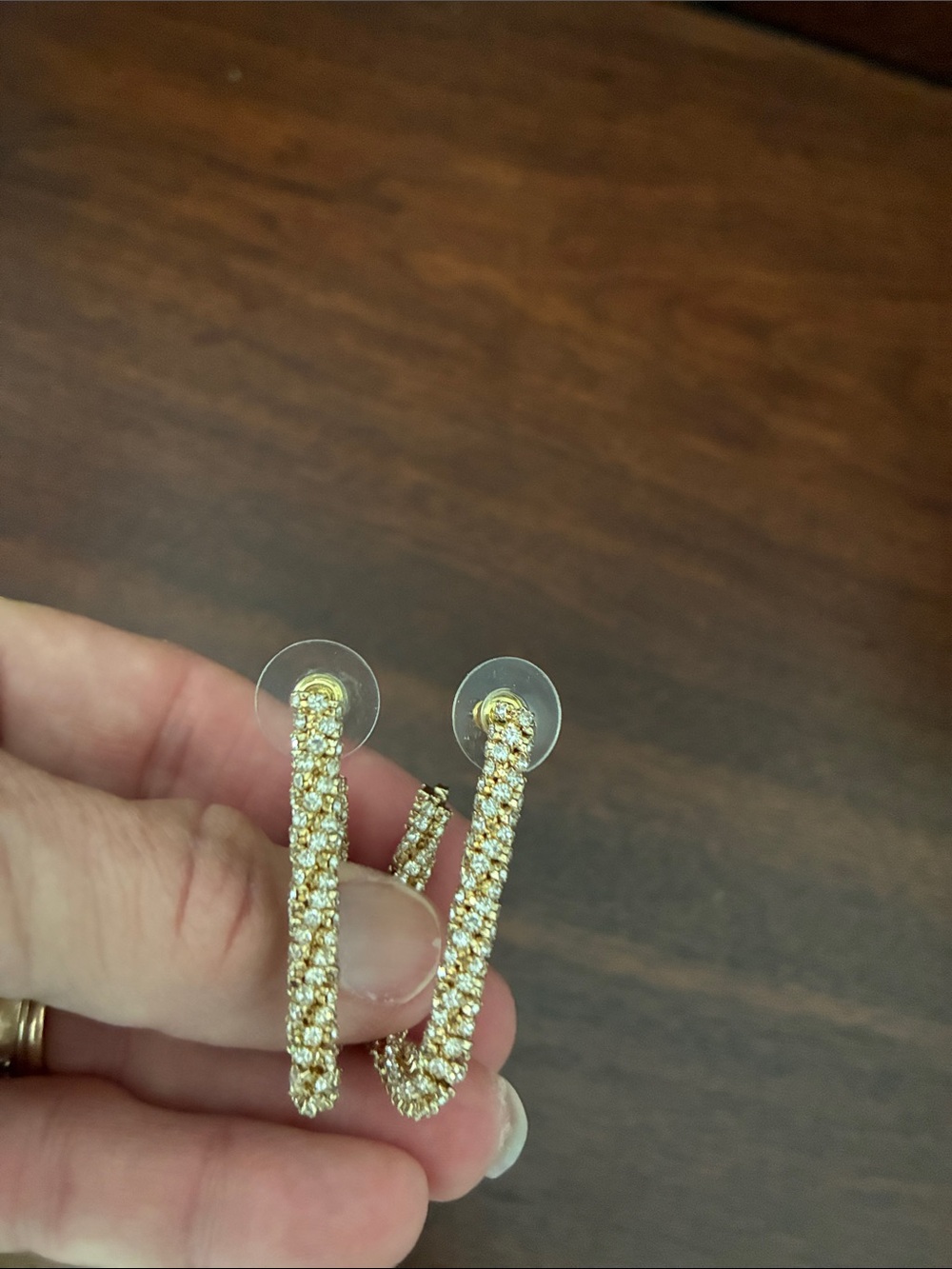 Park Lane Gold Crystal Pavé Skinny Hoop Earrings